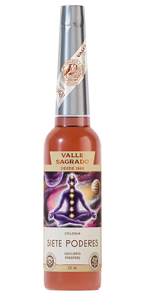 Botella de Colonia Siete Poderes, línea Valle Sagrado
